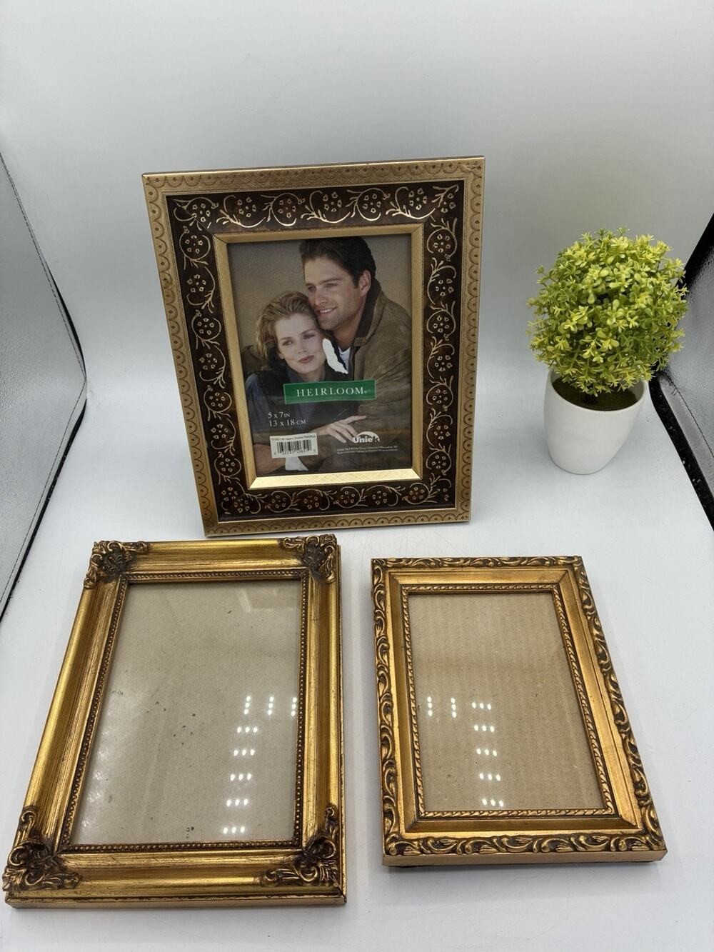Lot of 3 Ornate Gold-Tone Picture Frames, 5x7 & 6x8